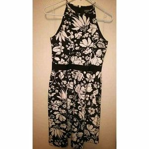 Ann Taylor Petite brown sleeveless floral dress